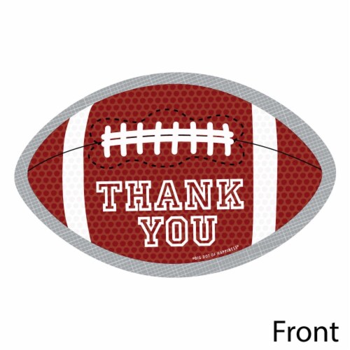 Big Dot of Happiness End Zone - Football - Party Shaped Thank You Cards with Envelopes 12 Ct Perspective: top