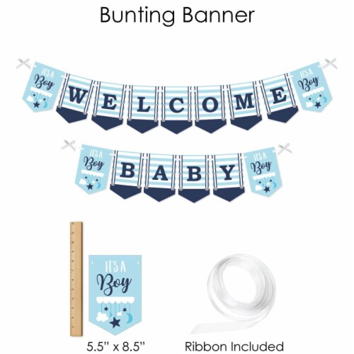 Big Dot of Happiness It's a Boy - Blue Baby Shower Supplies Banner Decor Kit - Fundle Bundle Perspective: top