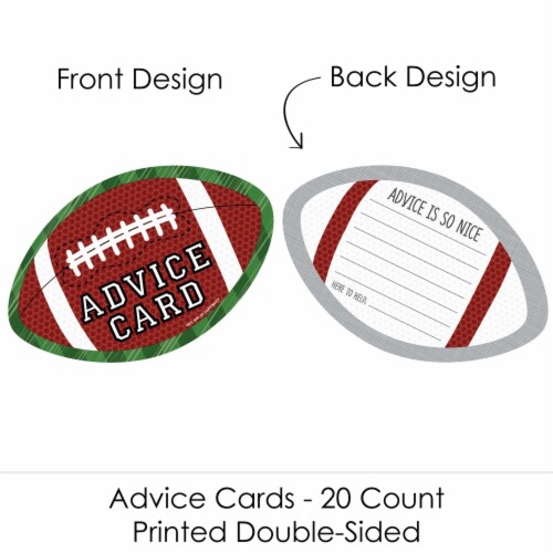 Big Dot of Happiness End Zone Football - Wish Card Activities Shaped Advice Cards Game 20 Ct Perspective: top