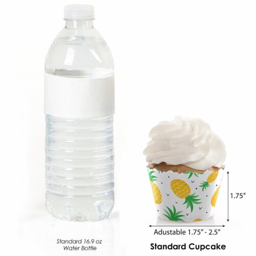 Big Dot of Happiness Tropical Pineapple - Summer Party Decor - Party Cupcake Wrappers - 12 Ct Perspective: top