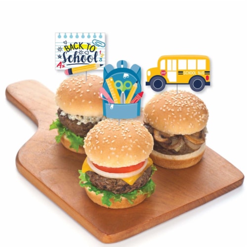 Big Dot of Happiness Back to School Cupcake Toppers First Day of School Treat Picks 24 Ct Perspective: top