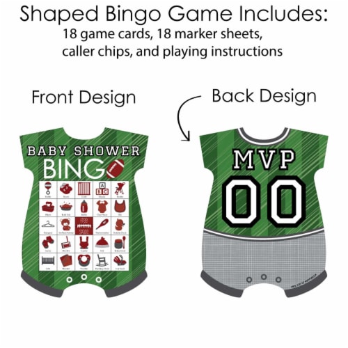 Big Dot of Happiness End Zone Football - Picture Cards & Markers Baby Shower Bingo Game 18 Ct Perspective: top