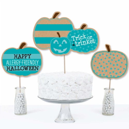 Big Dot of Happiness Teal Pumpkin Halloween Allergy Friendly Centerpiece Table Toppers 15 Ct Perspective: top