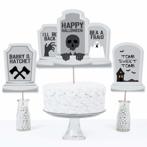 Big Dot of Happiness Graveyard Tombstones - Halloween Party Centerpiece - Table Toppers 15 Ct Perspective: top