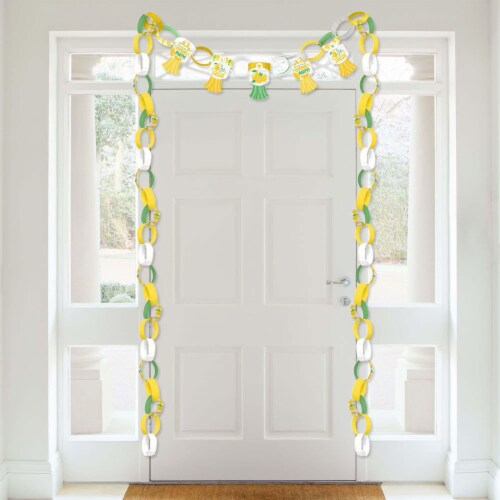 Big Dot of Happiness So Fresh Lemon 90 Chain Links & 30 Tassels Paper Chains Garland 21 ft Perspective: top