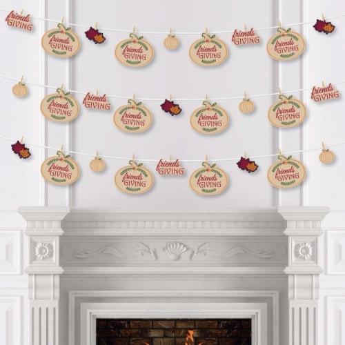 Big Dot of Happiness Friends Thanksgiving Feast Party Decor Clothespin Garland Banner 44 Pc Perspective: top