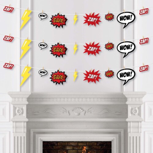 Big Dot of Happiness Bam Superhero - Party DIY Decor - Clothespin Garland Banner - 44 Pc Perspective: top