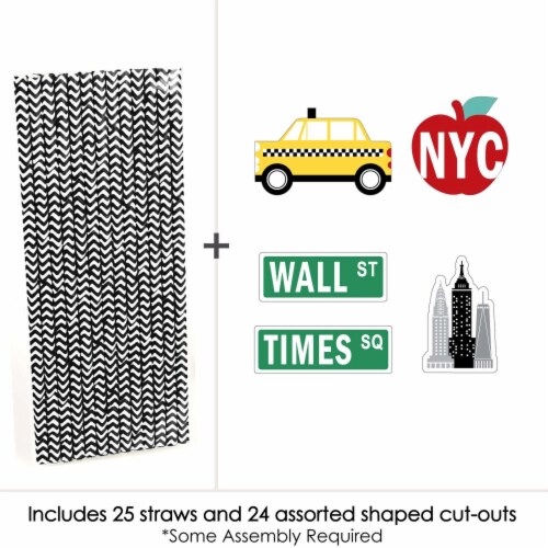 Big Dot of Happiness NYC Cityscape - Paper Straw Decor - New York City Striped Straws 24 Ct Perspective: top