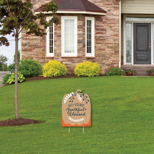 Big Dot of Happiness Happy Thanksgiving - Outdoor Lawn Fall Harvest Party Yard Sign - 1 Pc Perspective: top