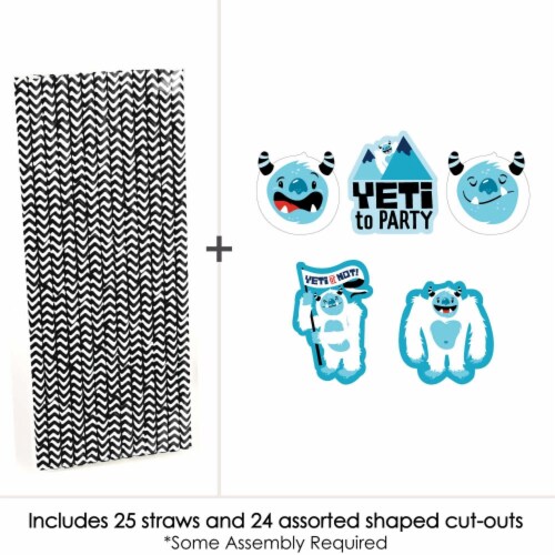 Big Dot of Happiness Yeti to Party Paper Straw Decor Abominable Snowman Striped Straws 24 Ct Perspective: top