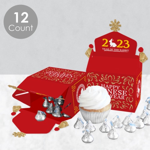 Big Dot of Happiness Chinese New Year Party Favors 2023 Year of The Rabbit Gable Boxes 12 Ct Perspective: top