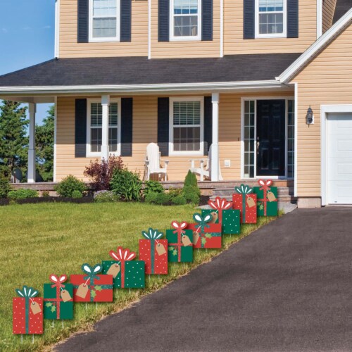 Big Dot of Happiness Happy Holiday Presents - Lawn Outdoor Christmas Party Yard Decor 10 Pc Perspective: top
