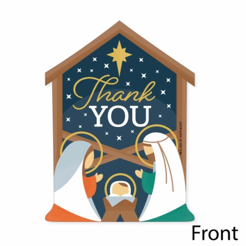 Big Dot of Happiness Holy Nativity Religious Christmas Shaped Thank You