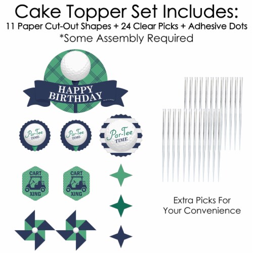 Big Dot of Happiness Par-Tee Time - Golf - Birthday Party Decor Kit - Cake Topper Set 11 Pc Perspective: top