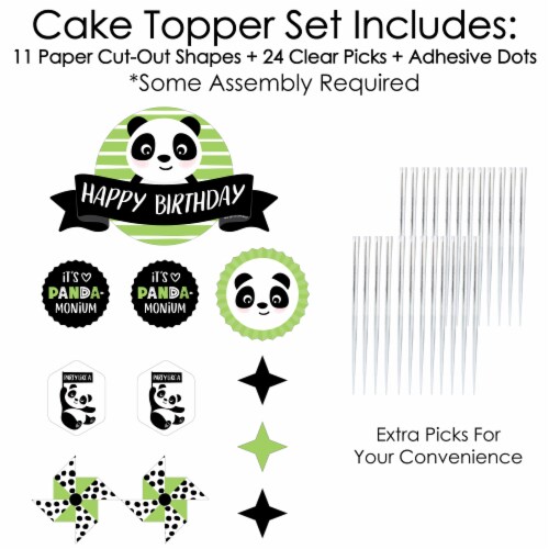 Big Dot of Happiness Party Like a Panda Bear - Birthday Decor Kit - Cake Topper Set 11 Pc Perspective: top