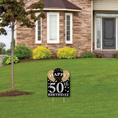Big Dot of Happiness Adult 50th Birthday - Gold - Outdoor Lawn Birthday Party Yard Sign 1 Pc Perspective: top