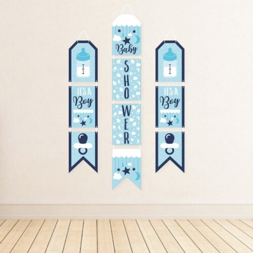 Big Dot of Happiness It's a Boy - Hanging Vertical Banners - Baby Shower Indoor Door Decor Perspective: top