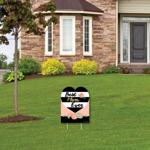 Big Dot of Happiness Best Mom Ever - Outdoor Lawn Sign - Mother's Day Party Yard Sign - 1 Pc Perspective: top