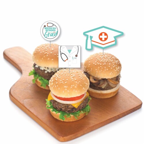 Big Dot of Happiness Medical School Grad - Cupcake Toppers Doctor Clear Treat Picks - 24 Ct Perspective: top