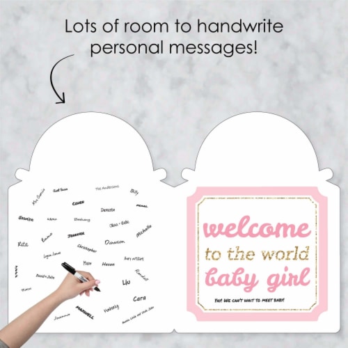 Big Dot of Happiness Hello Little One Pink & Gold Congratulations Giant Card Jumborific Card Perspective: top