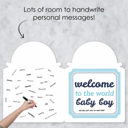 Big Dot of Happiness Hello Little One Blue & Silver Congratulations Big Card Jumborific Card Perspective: top