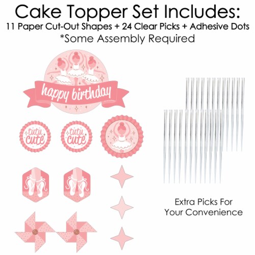 Big Dot of Happiness Tutu Cute Ballerina - Ballet Birthday Decor Kit - Cake Topper Set 11 Pc Perspective: top