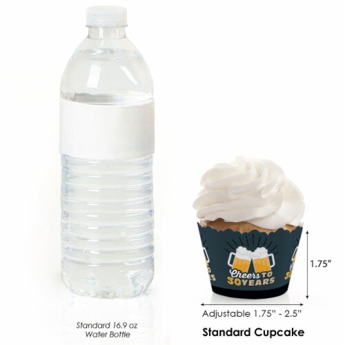 Big Dot of Happiness Cheers & Beers to 30 Years - Birthday Party Decor Cupcake Wrappers 12 Ct Perspective: top