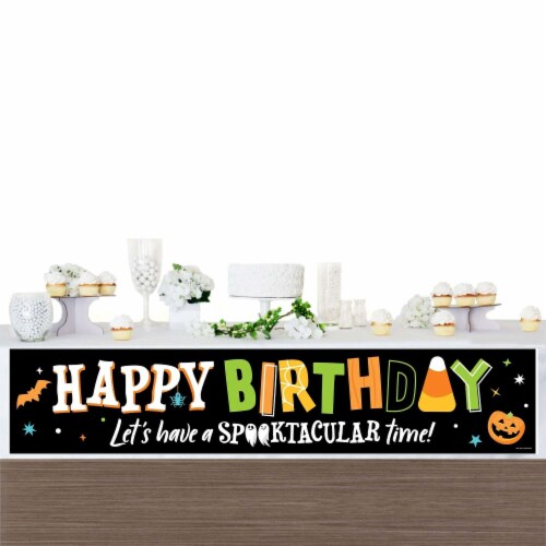 Big Dot of Happiness Jack-O'-Lantern Halloween - Happy Birthday Kids Decorations Party Banner Perspective: top
