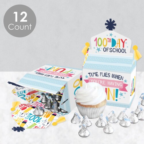 Big Dot of Happiness Happy 100th Day of School Treat Party Favors 100 Days Gable Boxes 12 Ct Perspective: top