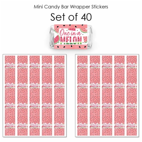 Big Dot of Happiness Sweet Watermelon - Mini Candy Bar Wrapper Stickers - Party Favors 40 Ct Perspective: top