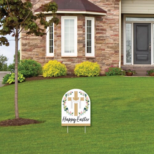 Big Dot of Happiness Religious Easter - Outdoor Lawn Christian Holiday Party Yard Sign - 1 Pc Perspective: top
