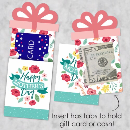 Big Dot of Happiness Colorful Floral Happy Mother's Day Money & Nifty Gifty Card Holders 8 Ct Perspective: top