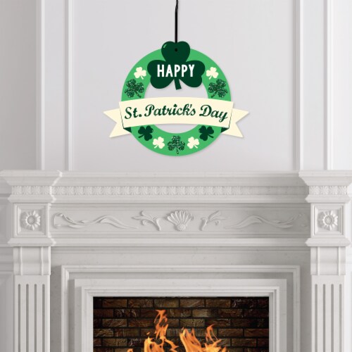 Big Dot of Happiness St. Patrick's Day - Saint Patty's Day Party Decor - Front Door Wreath Perspective: top