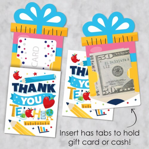 Big Dot of Happiness Thank You Teachers - Appreciation Money & Nifty Gifty Card Holders 8 Ct Perspective: top