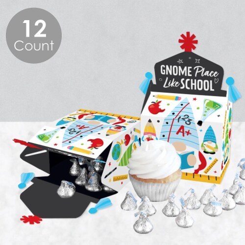 Big Dot of Happiness School Gnomes Treat Party Favors Teacher & Classroom Gable Boxes 12 Ct Perspective: top