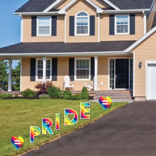 Big Dot of Happiness Love is Love - Pride - Lawn Decor Rainbow Yard Signs Pride Perspective: top