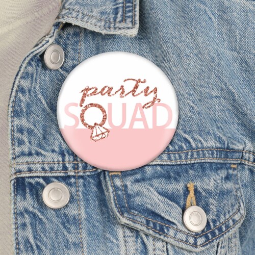 Big Dot of Happiness Bride Squad 3 in Rose Gold Bachelorette Party Badge Pinback Buttons 8 Ct Perspective: top