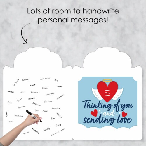 Big Dot of Happiness Heart Angel - Sympathy Giant Greeting Card - Big Shaped Jumborific Card Perspective: top