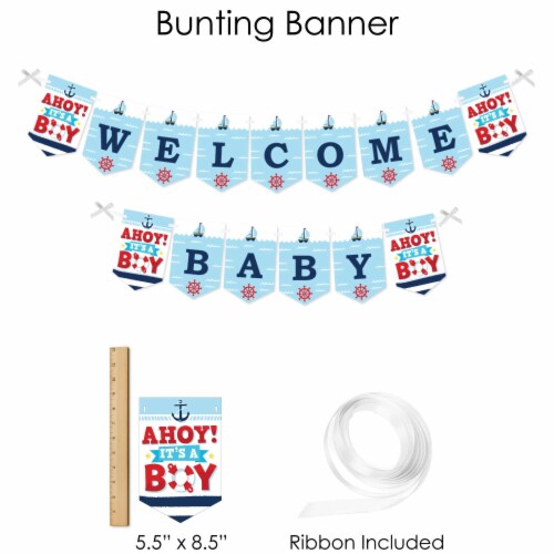 Big Dot of Happiness Ahoy It's a Boy - Nautical Party Supplies Banner Decor Kit Fundle Bundle Perspective: top