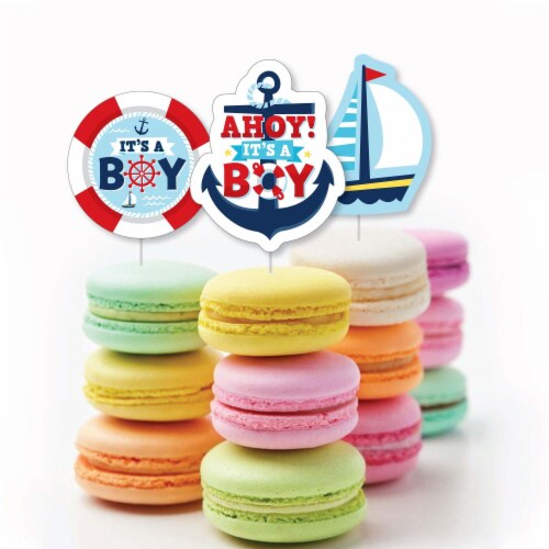 Big Dot of Happiness Ahoy It's a Boy - DIY Shaped Nautical Baby Shower Cut-Outs - 24 Ct Perspective: top