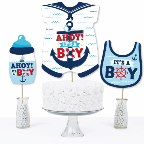 Big Dot of Happiness Ahoy It's a Boy - Nautical Baby Shower Centerpiece - Table Toppers 15 Ct Perspective: top