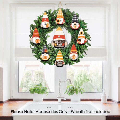 Big Dot of Happiness Fall Gnomes - Harvest Front Door Decor - DIY Accessories for Wreath 9 Pc Perspective: top