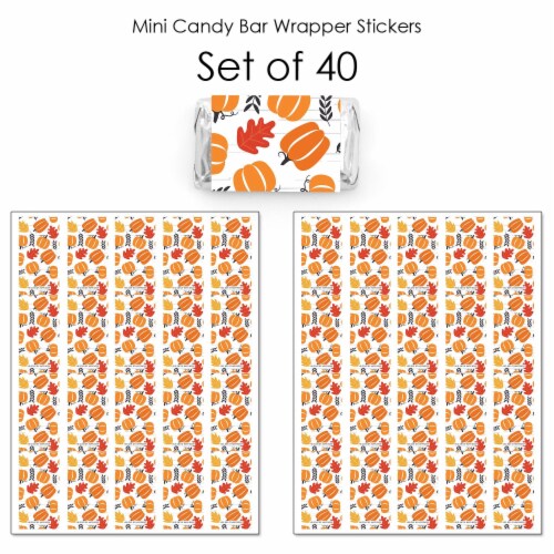 Big Dot of Happiness Fall Pumpkin - Mini Candy Bar Wrapper Stickers - Party Favors - 40 Ct Perspective: top