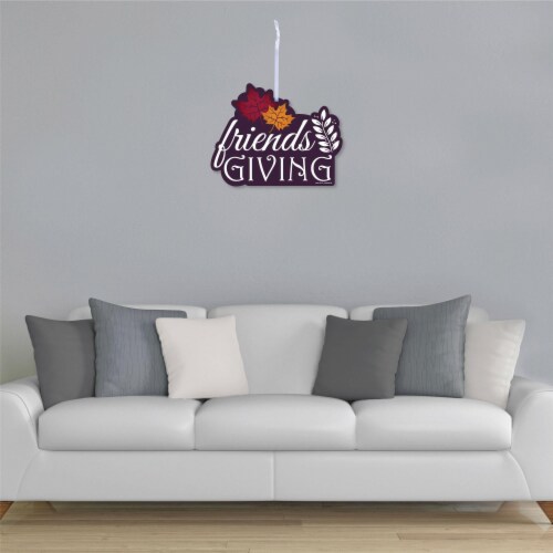 Big Dot of Happiness Friends Thanksgiving Feast - Hanging Outdoor Front Door Decor 1 Pc Sign Perspective: top