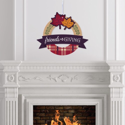 Big Dot of Happiness Friends Thanksgiving Feast - Friendsgiving Party Decor Front Door Wreath Perspective: top