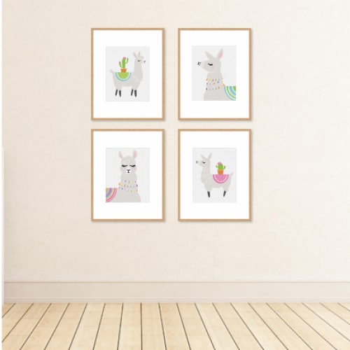 Big Dot of Happiness Whole Llama Fun Unframed Llama Linen Paper Wall Art 4 Ct Artisms 8 x 10 Perspective: top