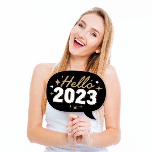 Big Dot of Happiness Hello New Year - 2023 NYE Party Photo Booth Props Kit - 20 Count Perspective: top