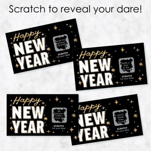 Big Dot of Happiness Hello New Year - NYE Party Game Scratch Off Dare Cards - 22 Count Perspective: top