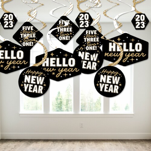 Big Dot of Happiness Hello New Year - 2023 NYE Party Hanging Decor - Party Decor Swirls 40 Ct Perspective: top