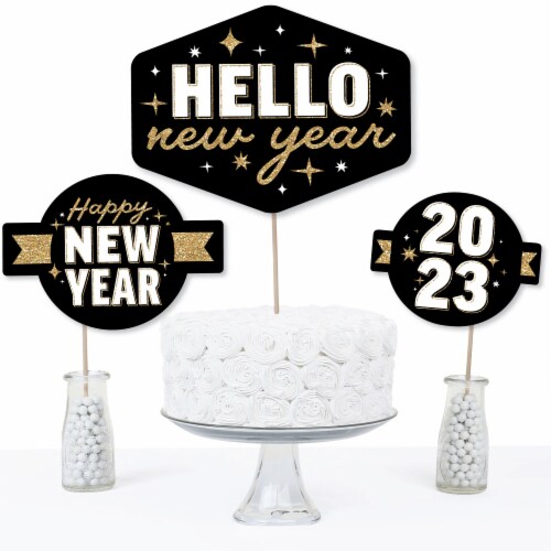 Big Dot of Happiness Hello New Year - 2023 NYE Party Centerpiece Sticks - Table Toppers 15 Ct Perspective: top